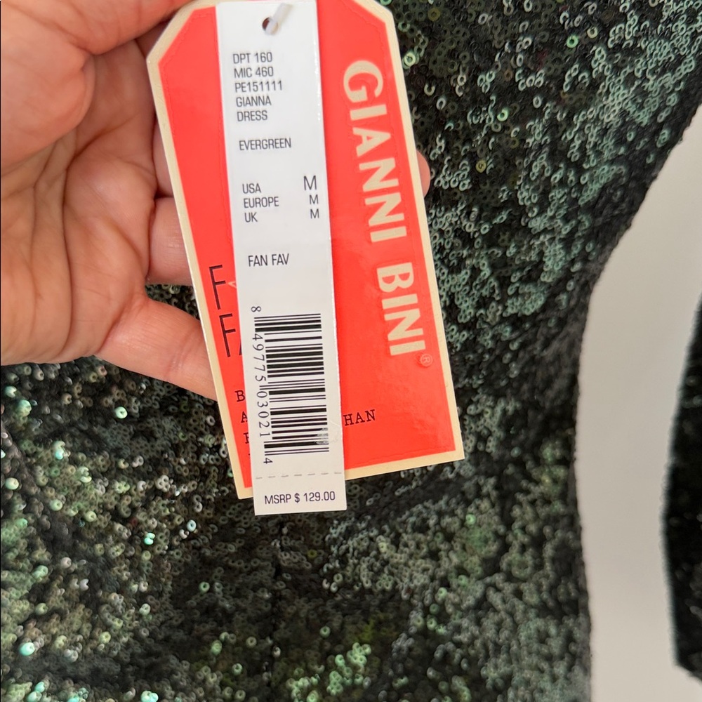 Gianni Bini Dark Green Sequin Long Sleeve Dress - Picture 5 of 6